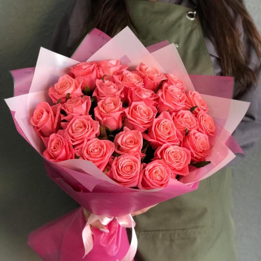 Розовые розы 50 см 25 шт. (Россия) код - 46805vggd