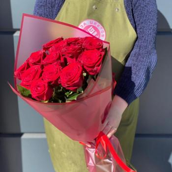 Красные розы 60 см 15 шт. (Россия) (Артикул: 46851)