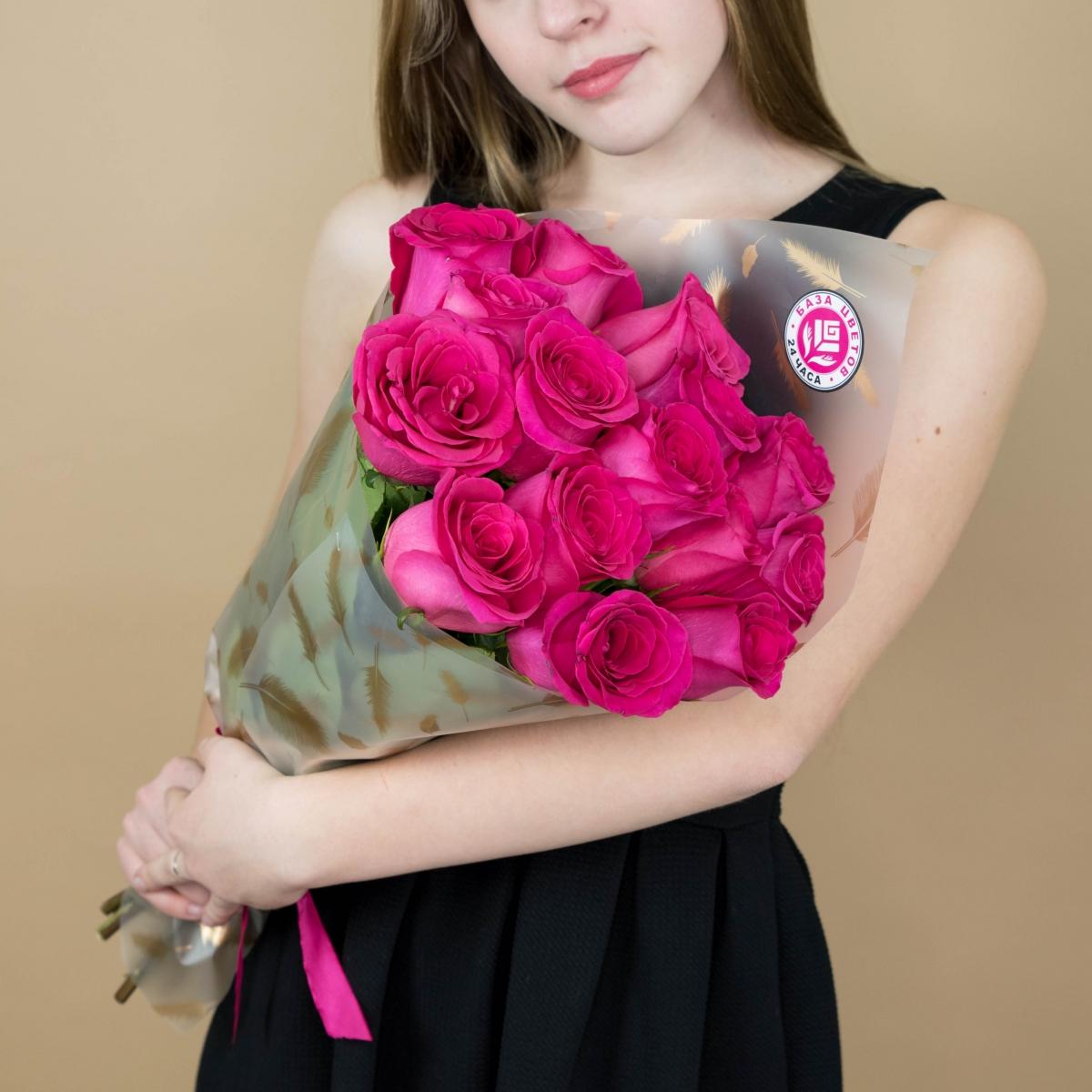 Букет из розовых роз 15 шт 40 см (Эквадор) артикул  12328vlg